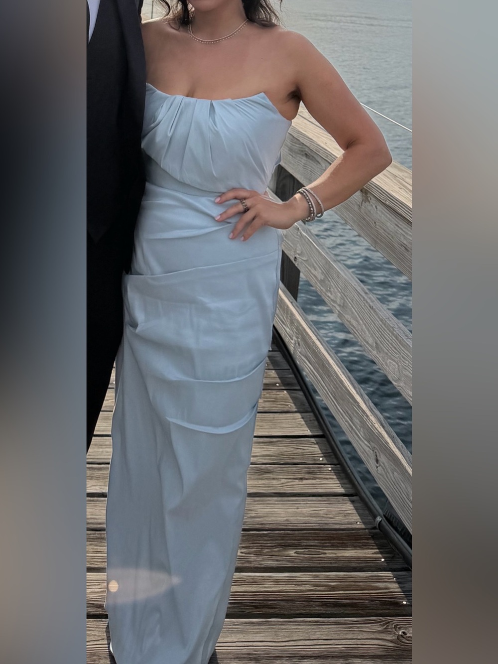 Rachel Gilbert Sienna Strapless Gown in Ice Blue